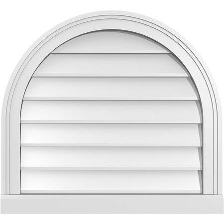 Ekena Millwork Round Top Surface Mount PVC Gable Vent w/ 2"W x 2"P Brickmould Sill Frame, 24"W x 22"H GVPRT24X2203SN